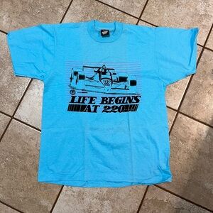 Single stitch screen stars best 1987 racing tshirt “Life Begins At 220 Mph” Sz L